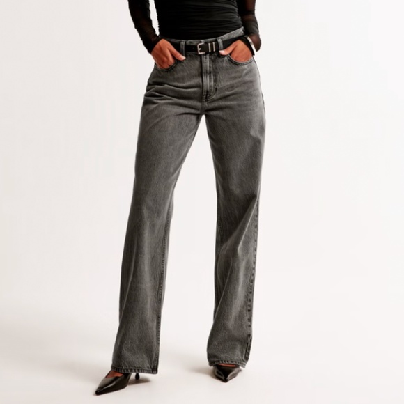 Abercrombie High Rise Loose Jean - Dark Grey - Picture 1 of 4